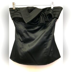 The Limited Satin Strapless Blouse Small Black Formal Evening Bow